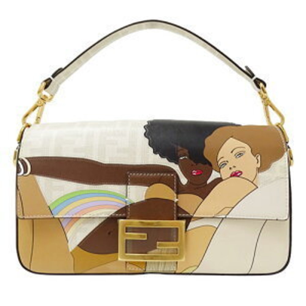 FENDI Bag Handbag Baguette Zucca Multicolor Ivory White Bikini - Picture 1 of 16